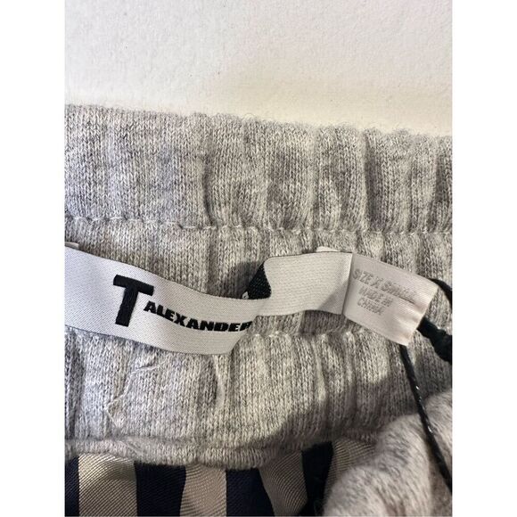T by Alexander Wang Pull-on Stripped Combo Skirt Heathered Grey Poplin Hem Size - Picture 6 of 11